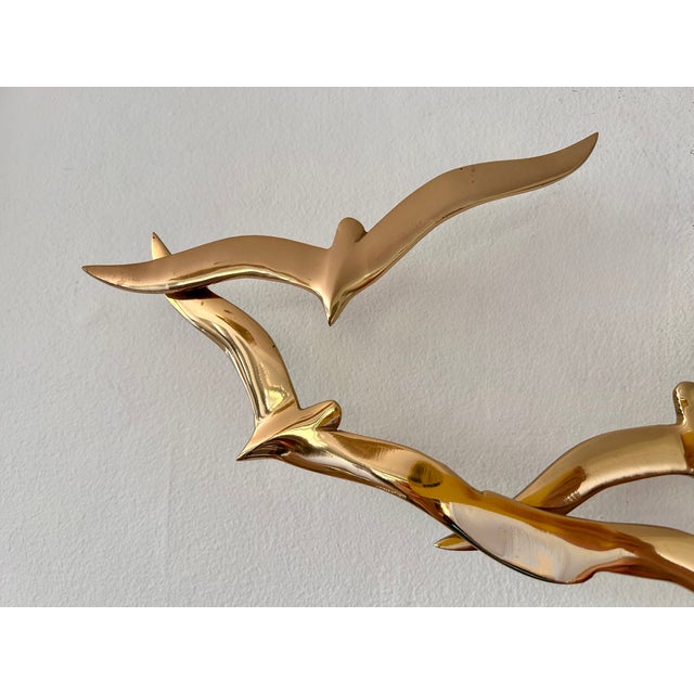 Bijan Style Birds in Flight 70's Brutalist Brass and Copper Sun Wall Sculpture For Sale In San Francisco - Image 6 of 11