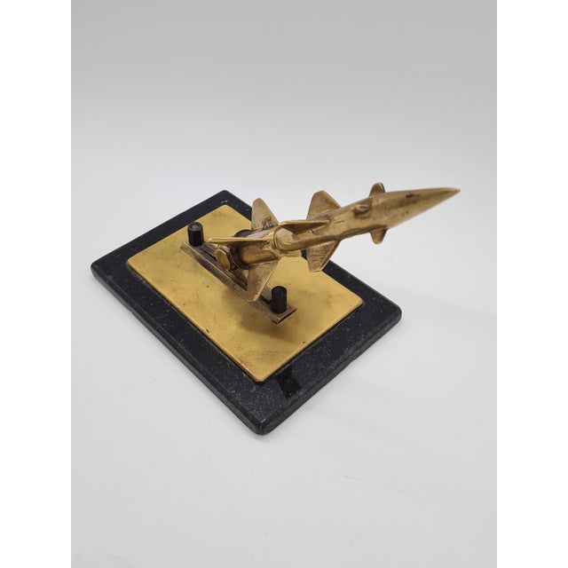 1970s Space Age Rocket Figurine in Bronze Gold on Black Marble, 1970s For Sale - Image 5 of 9