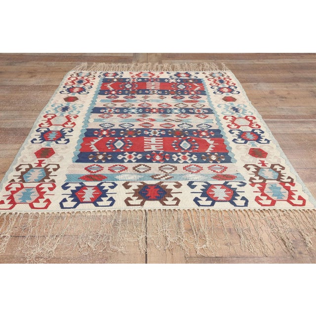 Textile Late 20th Century Vintage Turkish Kilim Silk Rug, 03'07 X 05'03​ For Sale - Image 7 of 9