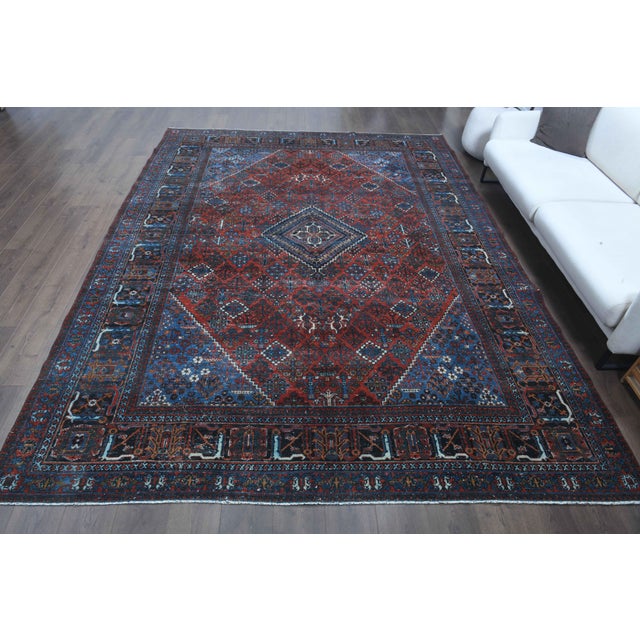 Persian 1960s Vintage Persian Handmade Wool Cotton Light Red Area Rug For Sale - Image 3 of 11