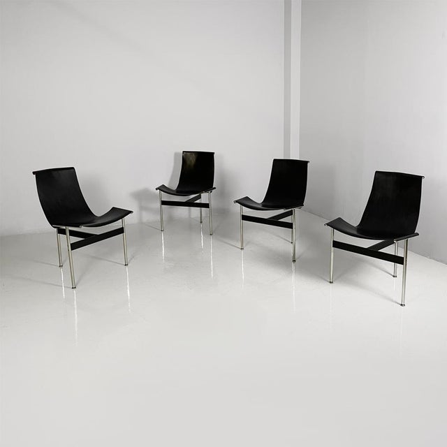 Italian Modern Leather T Chairs by Katavolos, Littell and Kelley for ICF, 1960s, Set of 4 For Sale - Image 18 of 18