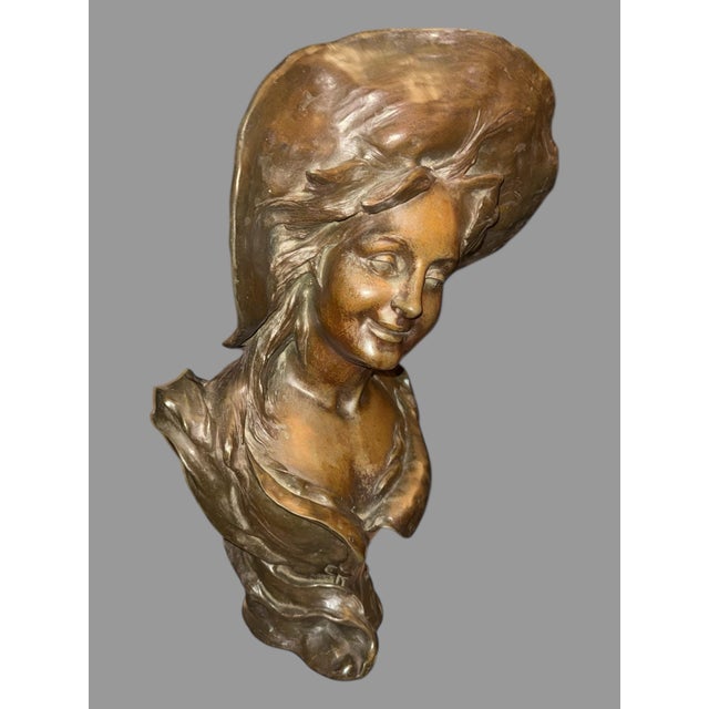 Antique French Victorian 22" Bronze Statue Sculpture of a Maiden V. Bruyneel A large & impressive cast bronze statue of a...