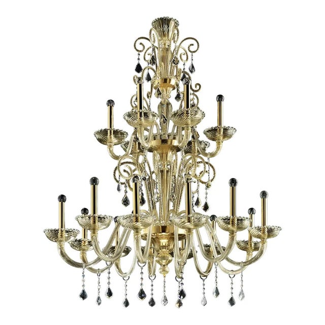 Imperial Gold Curls Murano Glass Venetian Chandelier by Simoeng For Sale - Image 9 of 9