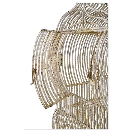 Large Architectural Birdcage in White Patinated Iron For Sale - Image 3 of 7