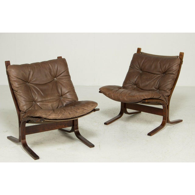 Wood Vintage Danish Leather Siesta Chairs by Ingmar Relling, Set of 2 For Sale - Image 7 of 8
