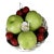 Vintage Italian Porcelain Ceramic Woven Basket of Green Apples and Cherries For Sale