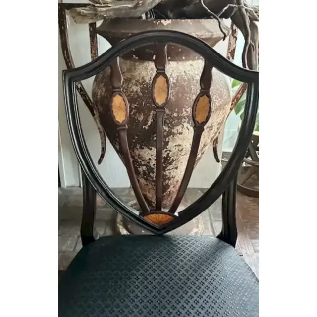 Mid 20th Century American Federal Shield Back Chair With Inlaid Marquetry and Nailheads For Sale - Image 5 of 11