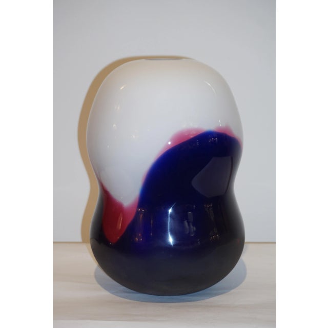 Formia 1980 Italian Vintage Purple Blue White Murano Glass Modern Design Vases - Set of 2 For Sale - Image 11 of 12
