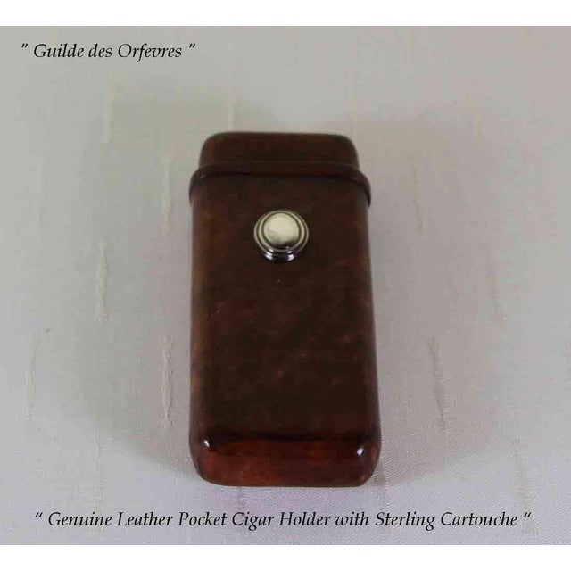 Fine Genuine Leather Cigar-Holders With Sterling Silver Cartouche For Sale - Image 4 of 10