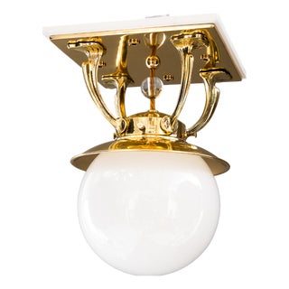 Art Deco Ceiling Lamp with Opal Glass Shade, Vienna, 1920s For Sale