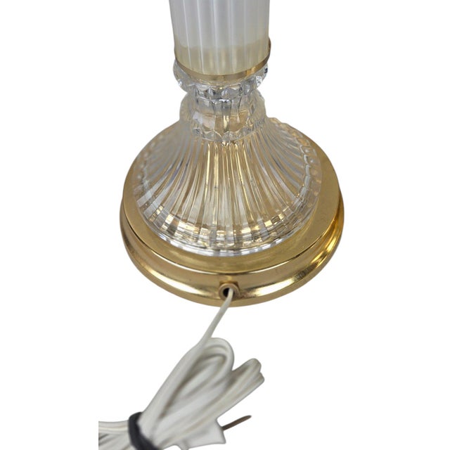Brass Brass and Glass Column Buffet Table Lamps - A Pair For Sale - Image 8 of 10