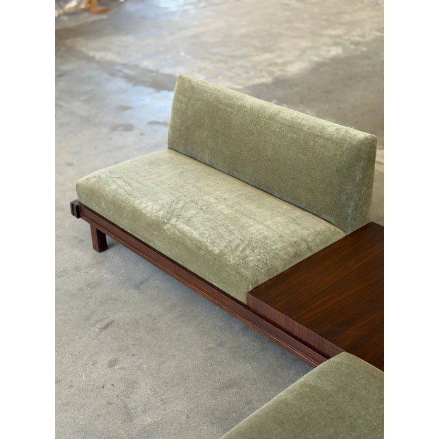 Vintage Platform Sectional in Walnut & Mohair For Sale - Image 12 of 14
