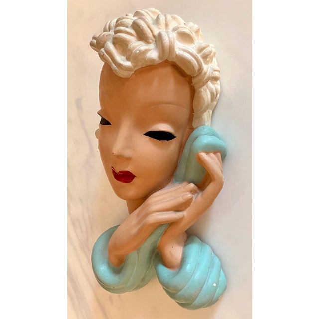 Vintage Alexander Backer Hand Painted Chalk-ware. A colorful and glamorous art deco wall hanging. Backer founded his New...