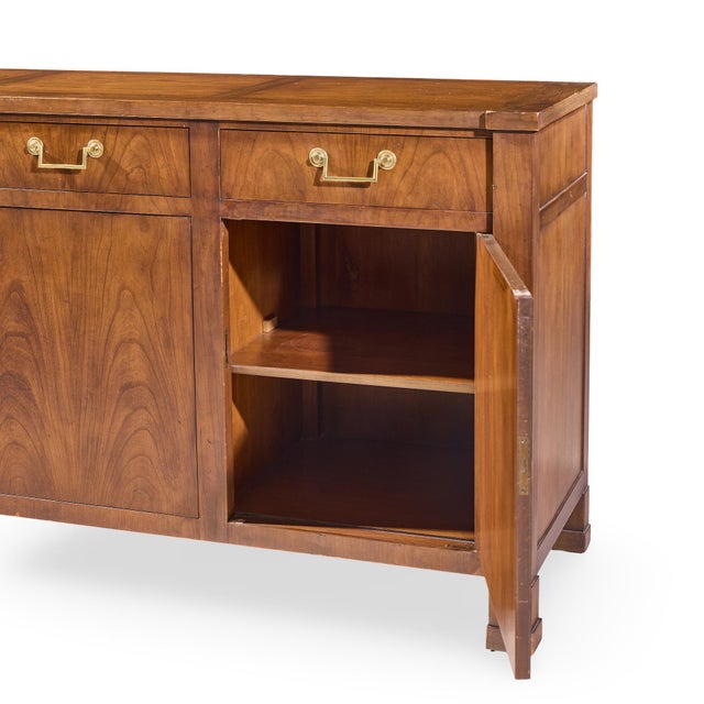 Baker Walnut and Brass Buffet Credenza For Sale - Image 9 of 11