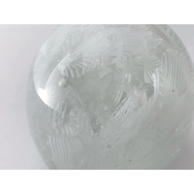1960s White Filigrana Italian Murano Glass Paperweight For Sale - Image 10 of 11