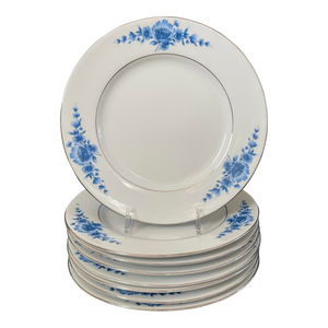 Vintage Eschenbach Bavaria Germany Danish Blue Floral Salad Plates. Set of 8