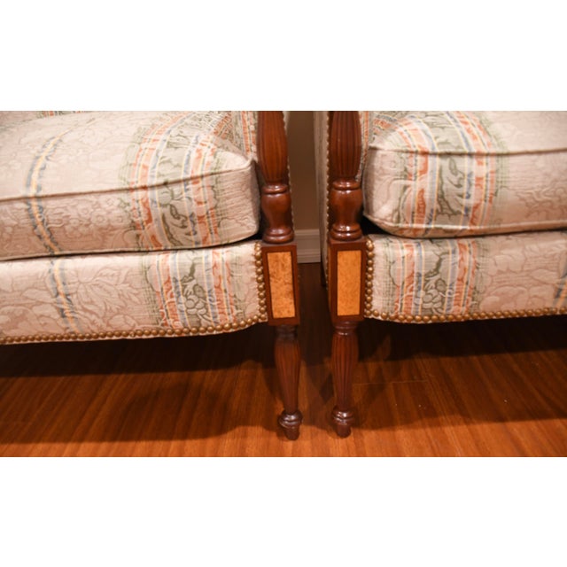 Brown 1920 Hickory Chair Sheraton Style Mahogany Spring-Seat Pair of Loveseats For Sale - Image 8 of 18