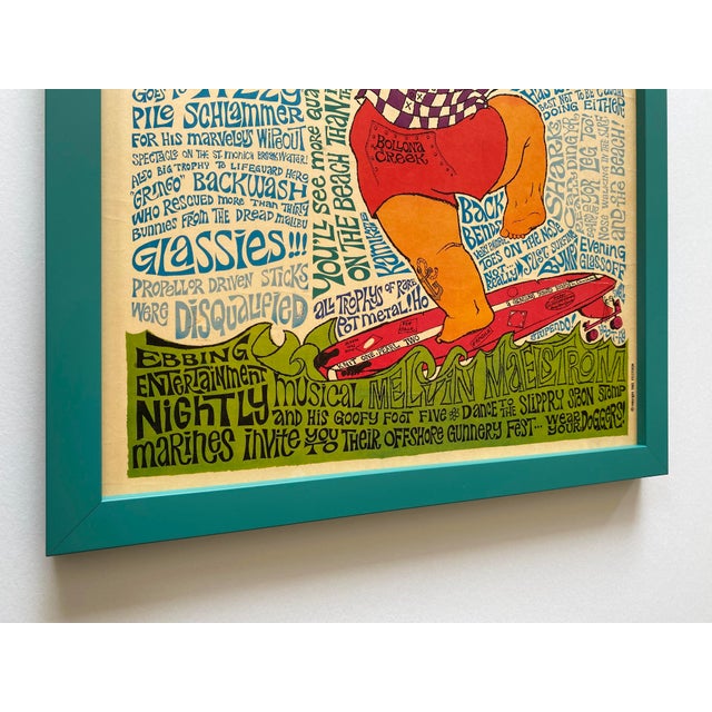 1950 Wood Frame Vintage Poster ポスター John Hitesman Vintage 1963 Mid Century Modern Lithograph