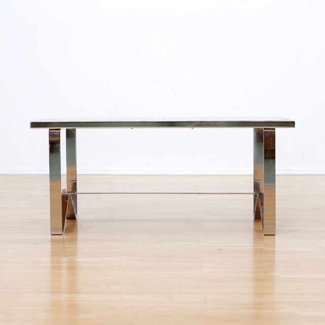 1970s 1970s Post Modern Chrome & Tile Coffee Table For Sale - Image 5 of 10