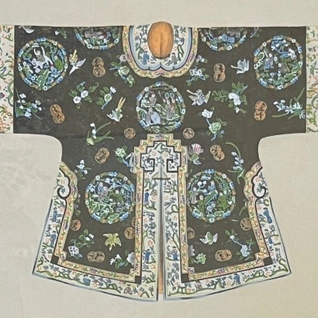 Vintage Framed Chinese Court Robe Art Pair - Mid-Century Chinoiserie Decor For Sale In San Francisco - Image 6 of 6