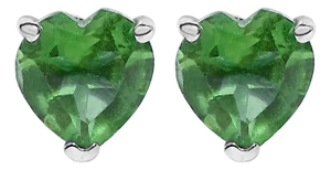 14K White Gold 5MM Heart Cut Emerald Solitaire Stud Earrings