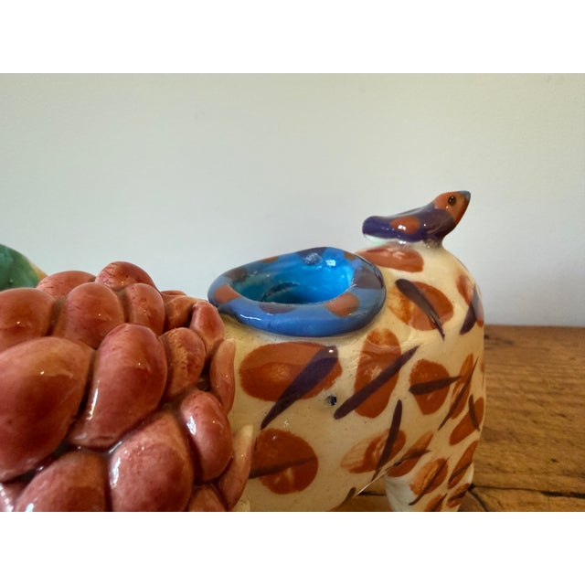 Pair of Sculpted Ceramic/Clay Whimsical Lion & Elephant Candlesticks For Sale - Image 10 of 15