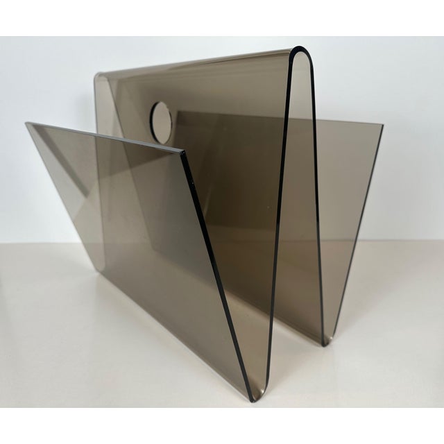 Brown Vintage Magazine Holder in Acrylic Glass, 1970s For Sale - Image 8 of 8