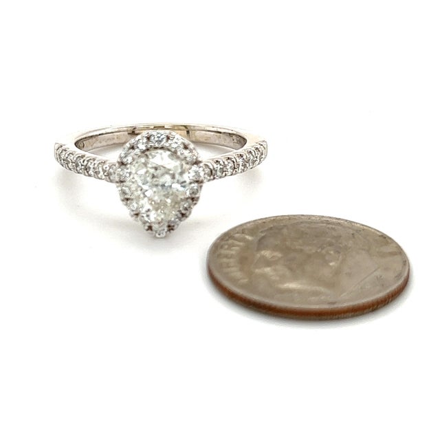 Pear Shaped Diamond Engagement Ring 14k Gold 1.19 TCW Certified $6,090 121438 This is a Unique Custom Made Glamorous Piece...