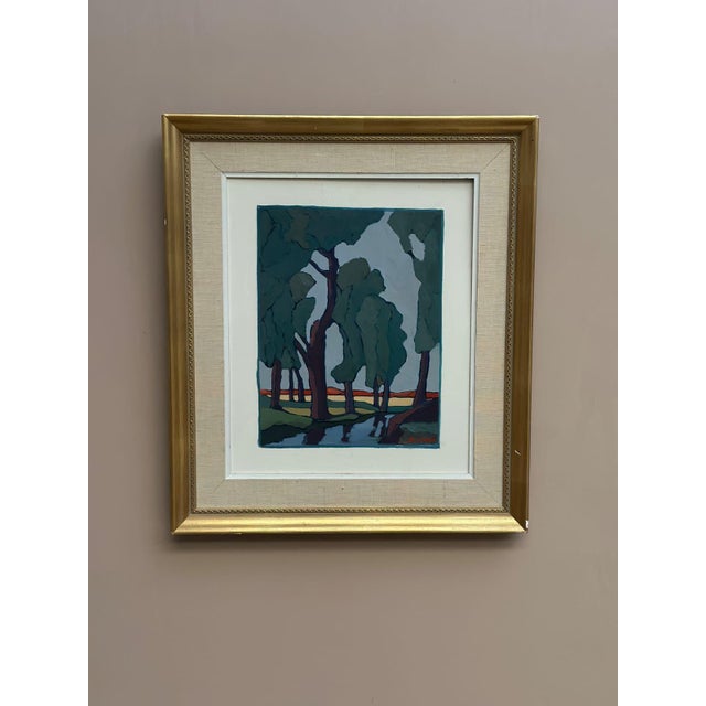 Original oil on panel – “landscape with trees” – signed b. Lemon – framed – 61 × 53 cm (24" × 20.9") image 46 × 38 cm...