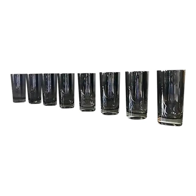 1960s Mid-Century Modern Chrome Modernist Cocktail Glasses Attributed to Dorothy Thorpe- Set of 8 For Sale
