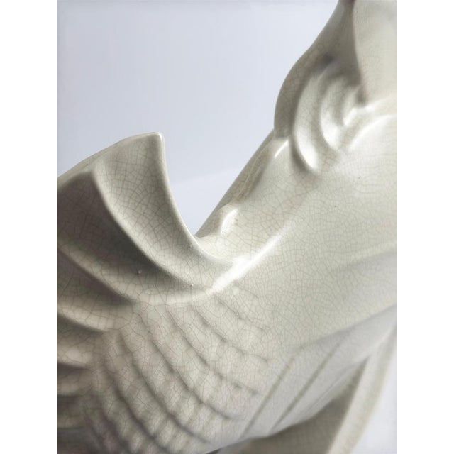 Art Deco Craquele Ceramic Koi Fish Sculpture by Lejan for Orchies, France, 1930s For Sale - Image 6 of 12