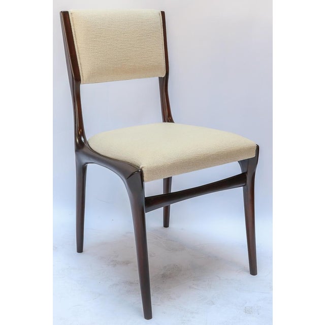 1950s Set of 12 Carlo De Carli Attributed Dining Chairs in Ivory Linen For Sale In Los Angeles - Image 6 of 10