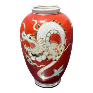 Red Dragon Gilt Hand Painted Vase by Wallendorf Germany