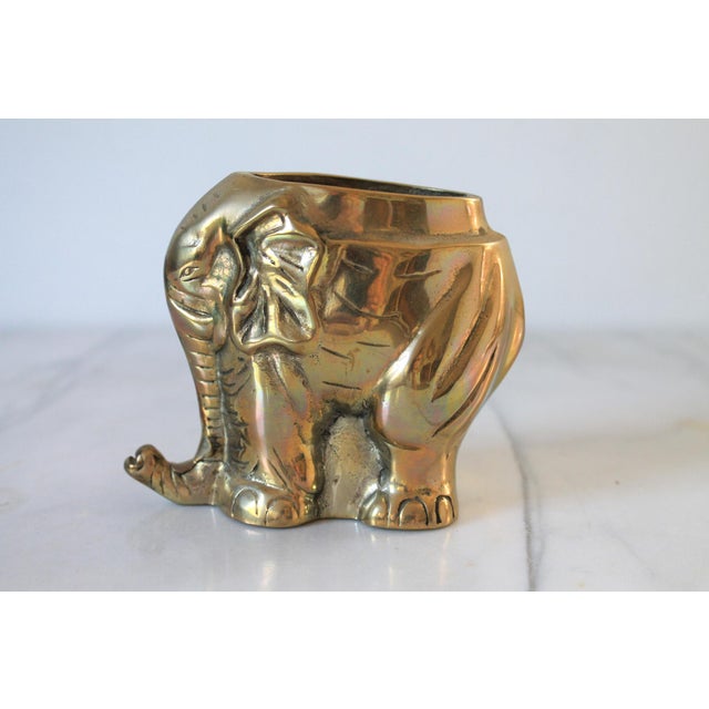 Mid 20th Century Vintage Brass Elephant Desktop Pen or Pencil Holder For Sale - Image 5 of 9