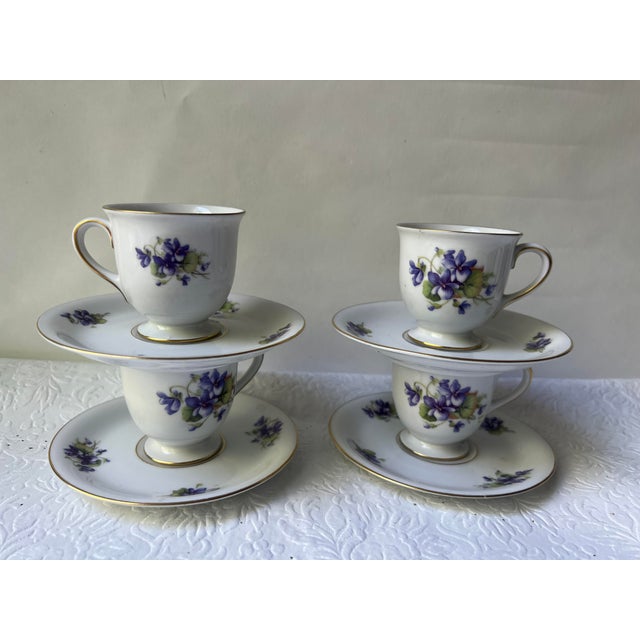 Vintage 1950s Eschenbach Bavaria Germany Porcelain Tea Set With Violets
