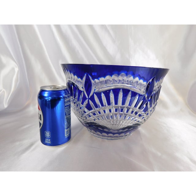 Glass 1940s Very Large Blue Cut to Clear Bowl For Sale - Image 7 of 7