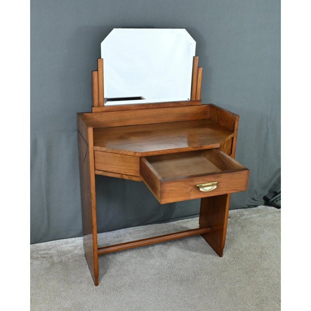 Art Deco Walnut Dressing Table, 1940 For Sale - Image 3 of 14