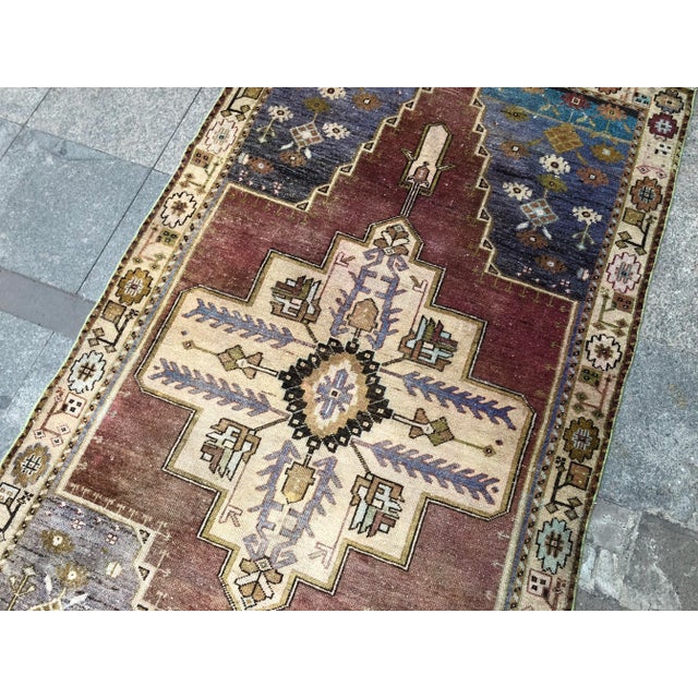 1960s 1960s Vintage Turkish Rug - 4′1″ × 8′2″ For Sale - Image 5 of 11