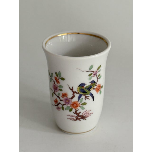 Indian Floral and Bird Painting with Gold Mini Vase from Meissen, 1994 For Sale - Image 8 of 8