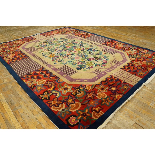 1920s Chinese Art Deco Carpet with European Design Influences ( 8' 9" x 11' 6" - 266 x 350 cm) Antique Art Deco Room Size...