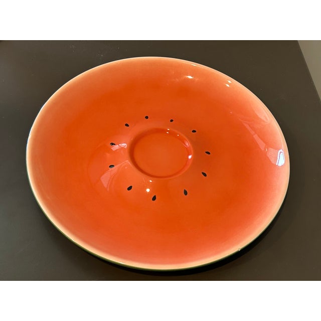 Watermelon Slice Ceramic Serving Platter – Hand-Painted Majolica Style Fruit Plate, Summer Entertaining Dish Description:...