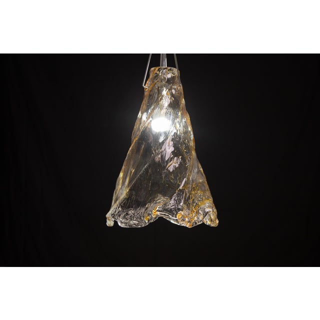 Pretty cone-shaped ceiling lamp with gold-blown Murano glass. Accommodates an E27 bulb, European standard. 30 cm diameter...