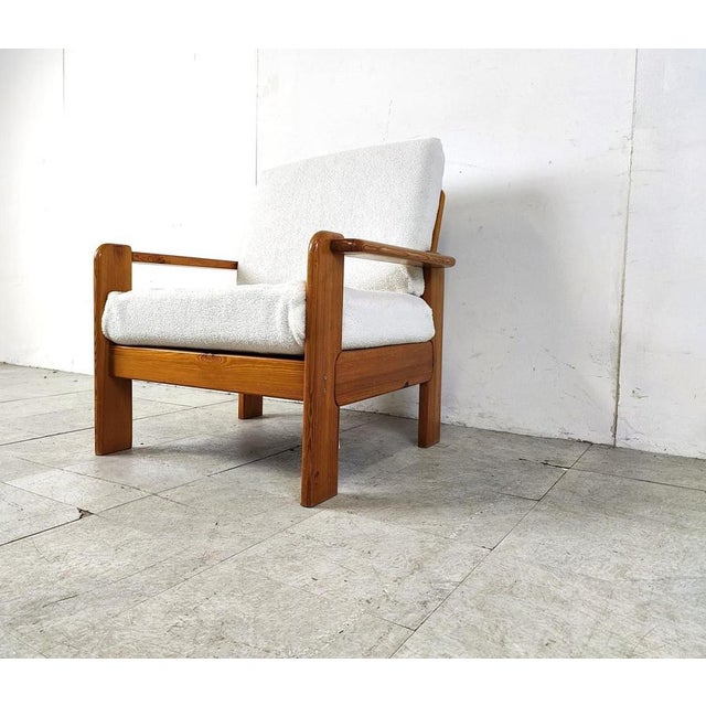 Vintage Pine Wood Armchair, 1960s For Sale - Image 10 of 11