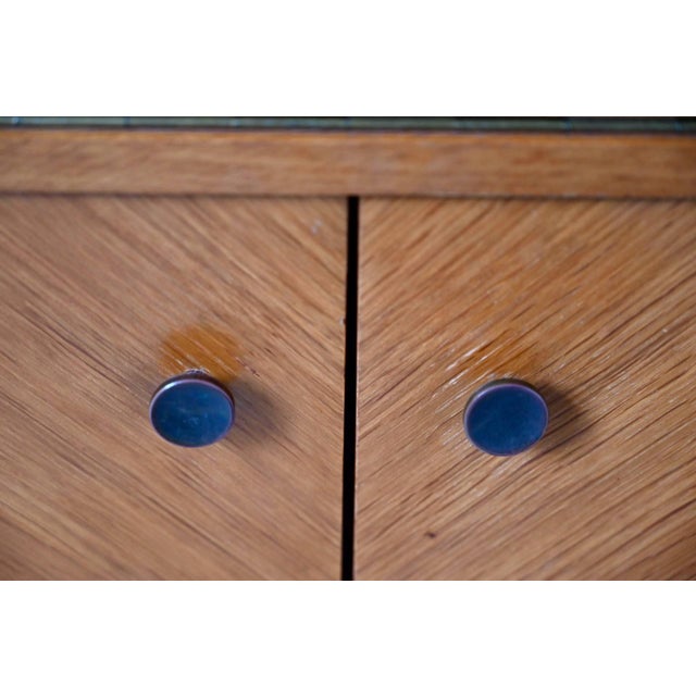 Vintage Chevron Marquetry Secretaire in Oak, 1950s For Sale - Image 14 of 18
