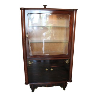 1920-30s French Art Deco Period African Palm and Exotic Macassar Ebony Dry Bar For Sale