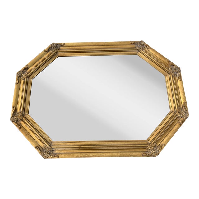 Vintage Octagonal Gilt Beveled Glass Decorator Mirror For Sale