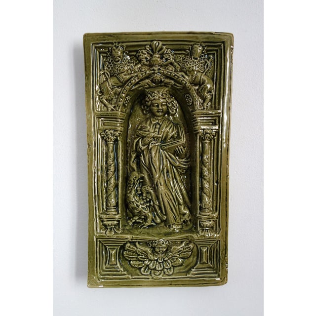 Set of two bas-relief tiles, replicas of early 16th-century stove tiles, Villeroy & Boch. For hanging. Very good...