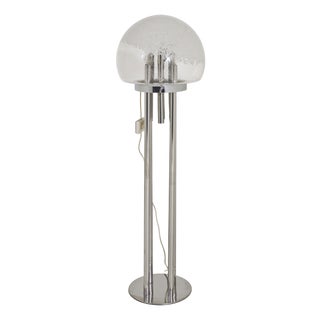 Mid-Century Modern Space Age Chrome and Murano Glass Floor Lamp, Italy, 1970s For Sale