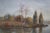 Early 20th Century Antique Albert Matthews Panoramic Riverscape Landscape Watercolor Painting 22" For Sale - Image 5 of 10