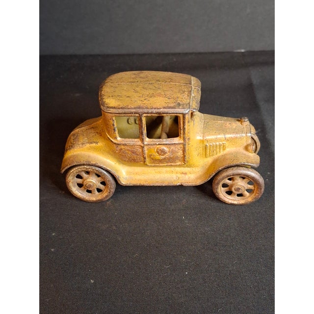 Mustard Antique 1920s Kilgore Cast Iron Ford Model T Coupe Toy Car Dark Mustard Yellow Sf600a For Sale - Image 8 of 17